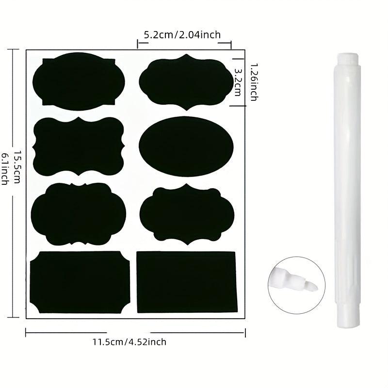 120 Chalkboard Label Stickers + 1 Marker - Reusable & Waterproof