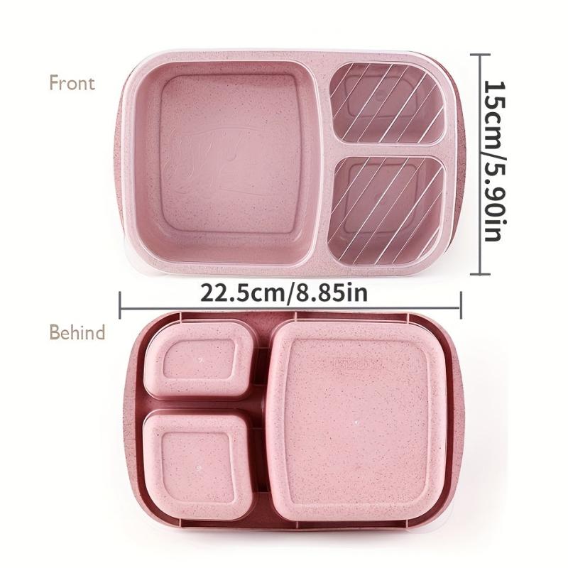 Wheat Straw Lunch Box - Divided Bento Box for Office - Leakproof Food Container