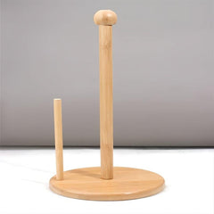 Wooden Paper Towel Holder Vertical Tissue Rack Easy Assembly