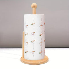 Wooden Paper Towel Holder Vertical Tissue Rack Easy Assembly