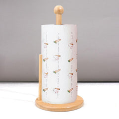 Wooden Paper Towel Holder Vertical Tissue Rack Easy Assembly