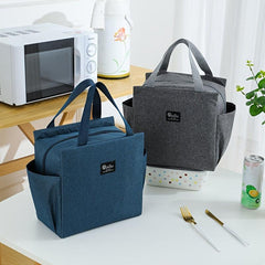 Thickened Double Pocket Insulated Tote Bag with Water Resistant Liner