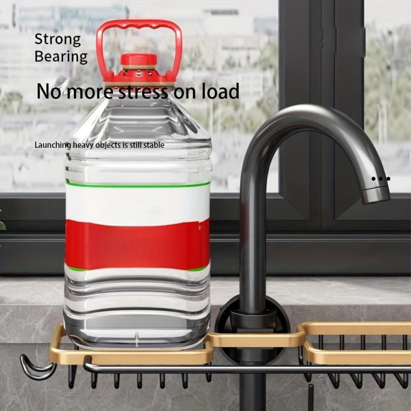 Purpose Faucet Sponge Holder with Hook Kitchen and Bathroom Organizer