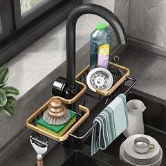 Purpose Faucet Sponge Holder with Hook Kitchen and Bathroom Organizer