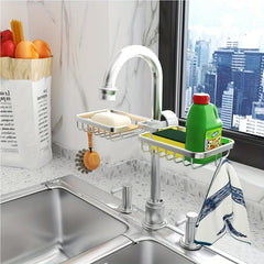 Purpose Faucet Sponge Holder with Hook Kitchen and Bathroom Organizer