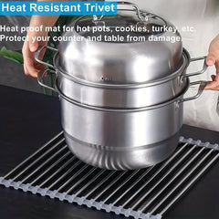 Roll Up Dish Drying Rack Stainless Steel Over Sink Drainer for Kitchen Counter
