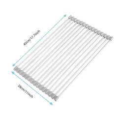Roll Up Dish Drying Rack Stainless Steel Over Sink Drainer for Kitchen Counter