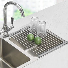 Roll Up Dish Drying Rack Stainless Steel Over Sink Drainer for Kitchen Counter