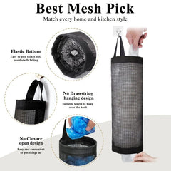 2pcs Mesh Hanging Garbage Bag Storage Bag Plastic Bag Holder Wall mounted