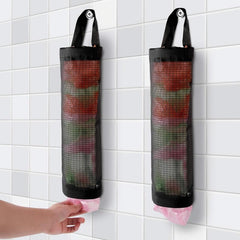 2pcs Mesh Hanging Garbage Bag Storage Bag Plastic Bag Holder Wall mounted