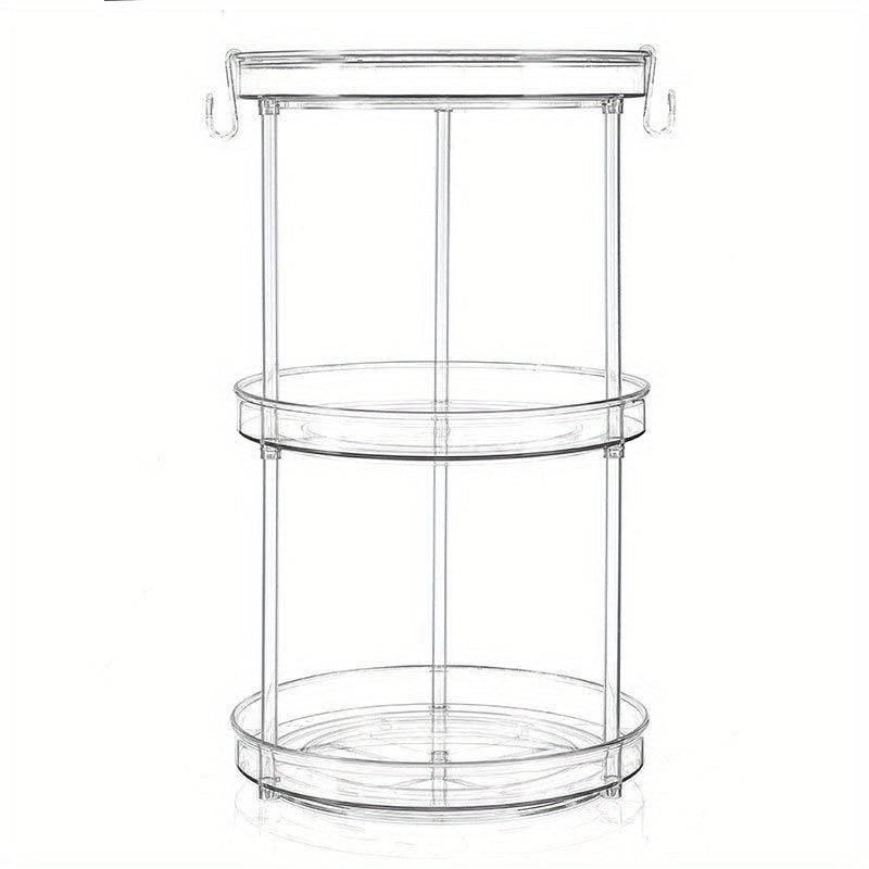 Lazy Susan Turntable Spice Rack Organizer with Hooks for Kitchen Bathroom Pantry