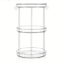 Lazy Susan Turntable Spice Rack Organizer with Hooks for Kitchen Bathroom Pantry