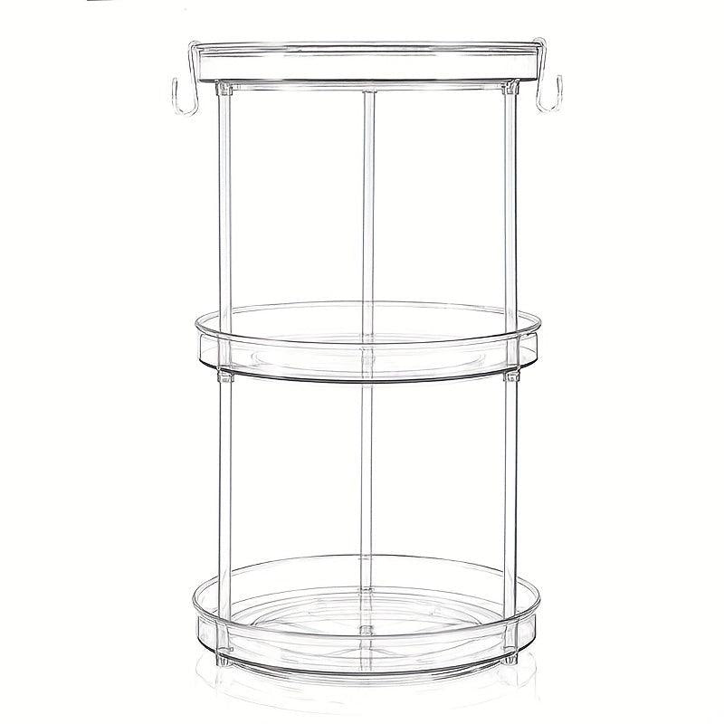Lazy Susan Turntable Spice Rack Organizer with Hooks for Kitchen Bathroom Pantry