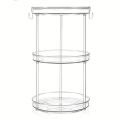Lazy Susan Turntable Spice Rack Organizer with Hooks for Kitchen Bathroom Pantry