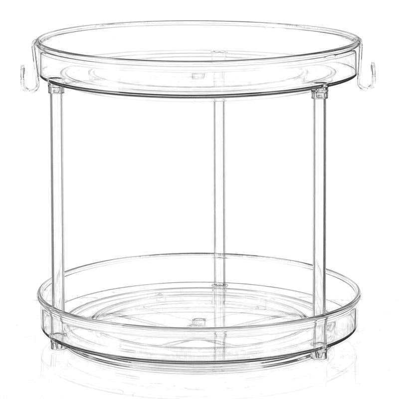 Lazy Susan Turntable Spice Rack Organizer with Hooks for Kitchen Bathroom Pantry