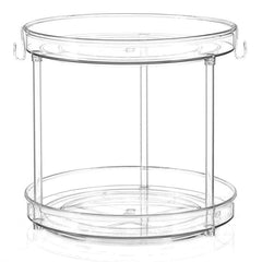Lazy Susan Turntable Spice Rack Organizer with Hooks for Kitchen Bathroom Pantry