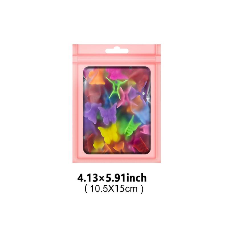 100 Pink Mylar Bags with Window Ziplock - Smell Proof Resealable Hallo