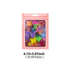 100 Pink Mylar Bags with Window Ziplock - Smell Proof Resealable Hallo