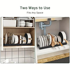 Iron Storage Rack Foldable Pot Cover Bowl Dish Holder for Kitchen