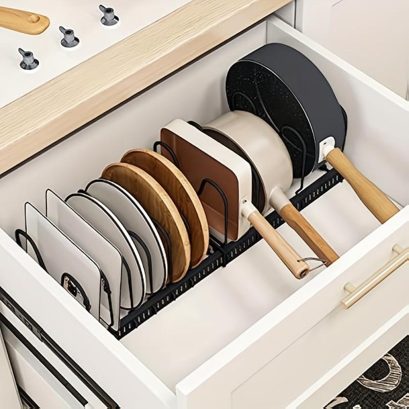 Iron Storage Rack Foldable Pot Cover Bowl Dish Holder for Kitchen