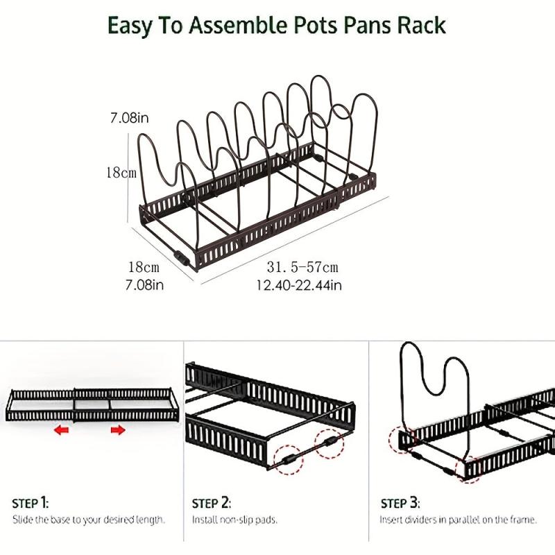 Iron Storage Rack Foldable Pot Cover Bowl Dish Holder for Kitchen