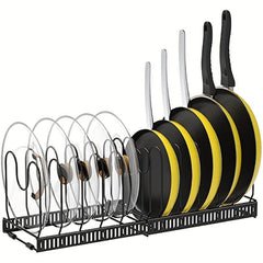 Iron Storage Rack Foldable Pot Cover Bowl Dish Holder for Kitchen