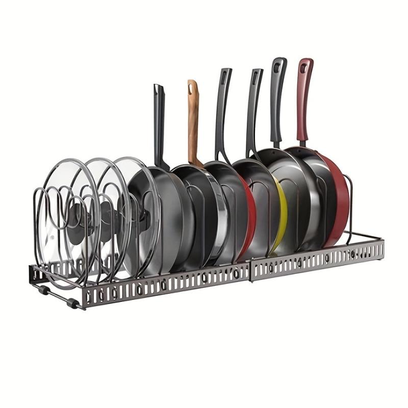 Iron Storage Rack Foldable Pot Cover Bowl Dish Holder for Kitchen