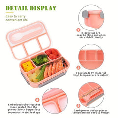 1300ml Four Cell Plastic Lunch Box - Microwave Safe Bento Box