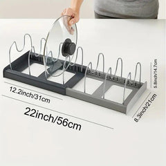 Adjustable Kitchen Pot And Lid Storage Rack Telescopic