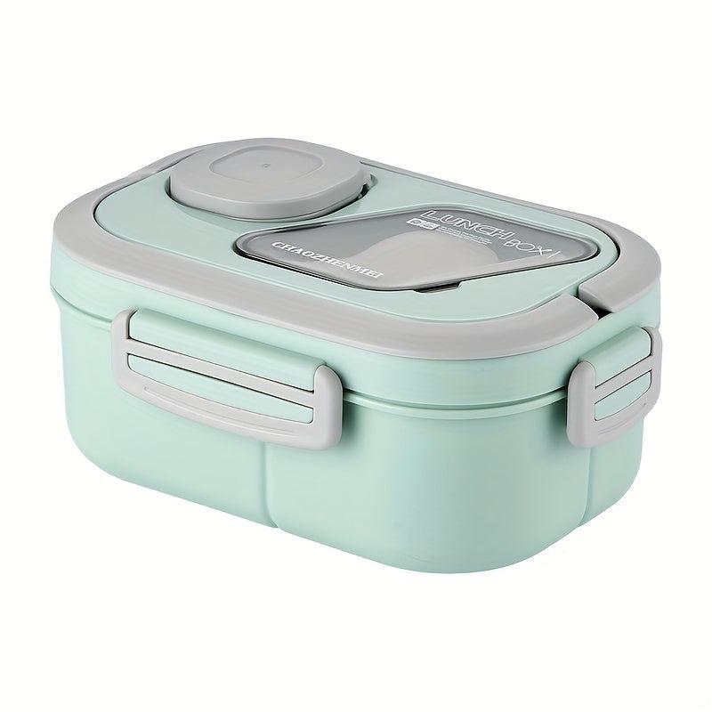 Large Capacity Double Layer Lunch Box with Cutlery and Divided Compartments
