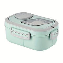 Large Capacity Double Layer Lunch Box with Cutlery and Divided Compartments