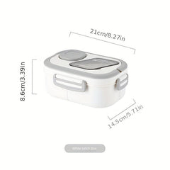 Large Capacity Double Layer Lunch Box with Cutlery and Divided Compartments