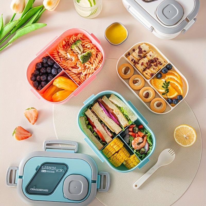 Large Capacity Double Layer Lunch Box with Cutlery and Divided Compartments
