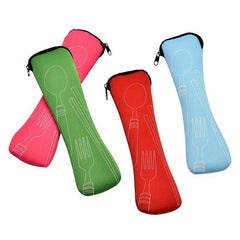 Stainless Steel Cutlery Set with Canvas Bag - Portable Tableware Organizer