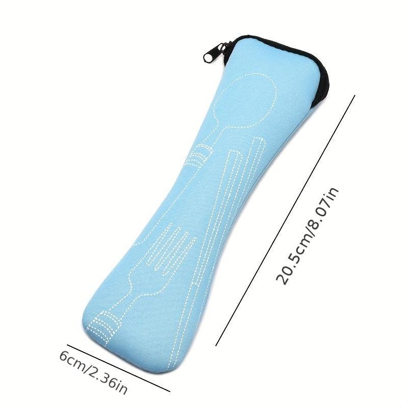 Stainless Steel Cutlery Set with Canvas Bag - Portable Tableware Organizer