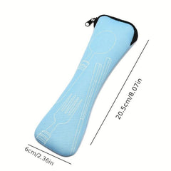 Stainless Steel Cutlery Set with Canvas Bag - Portable Tableware Organizer