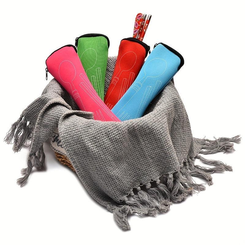 Stainless Steel Cutlery Set with Canvas Bag - Portable Tableware Organizer