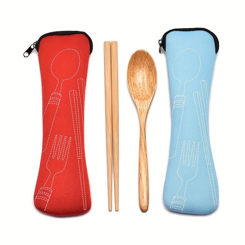 Stainless Steel Cutlery Set with Canvas Bag - Portable Tableware Organizer