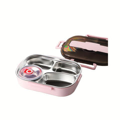 Insulated Lunch Box w/ Tableware For Office Workers Square Divided Microwave