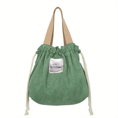 Reusable Corduroy Drawstring Lunch Bag for School & Work