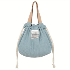 Reusable Corduroy Drawstring Lunch Bag for School & Work