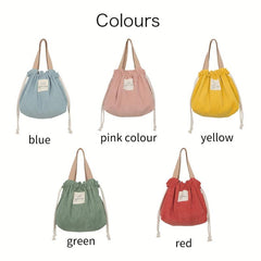 Reusable Corduroy Drawstring Lunch Bag for School & Work