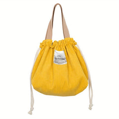 Reusable Corduroy Drawstring Lunch Bag for School & Work