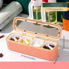 4-Grid Spice Rack Seasoning Box Seasoning Separation Storage Box