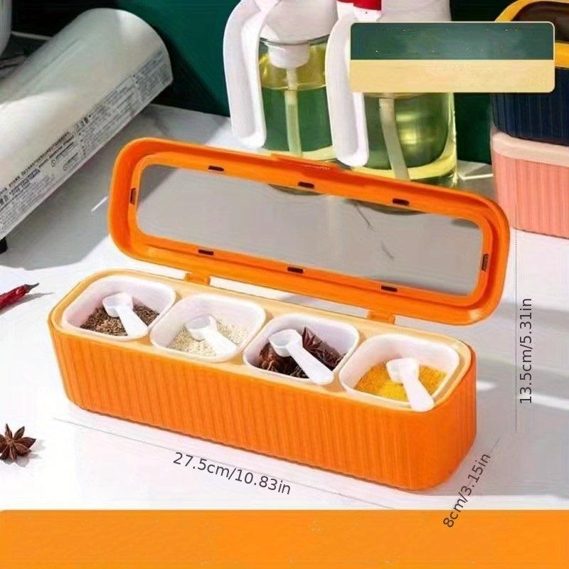 4-Grid Spice Rack Seasoning Box Seasoning Separation Storage Box