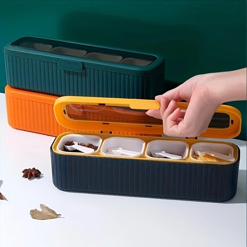 4-Grid Spice Rack Seasoning Box Seasoning Separation Storage Box