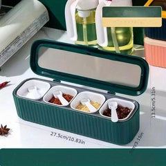 4-Grid Spice Rack Seasoning Box Seasoning Separation Storage Box