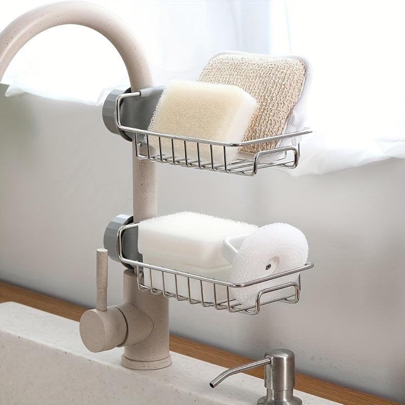Stainless Steel Faucet Storage Rack for Kitchen and Bathroom Single Layer