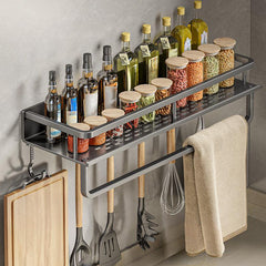 Wall Mount Spice Rack Organizer Grey Seasoning Holder