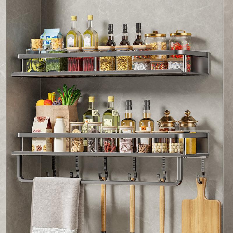 Wall Mount Spice Rack Organizer Grey Seasoning Holder